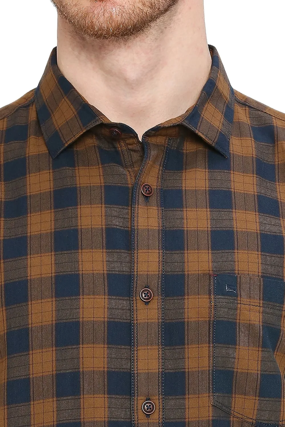 Slim Fit Cotton Twill Checks Shirt