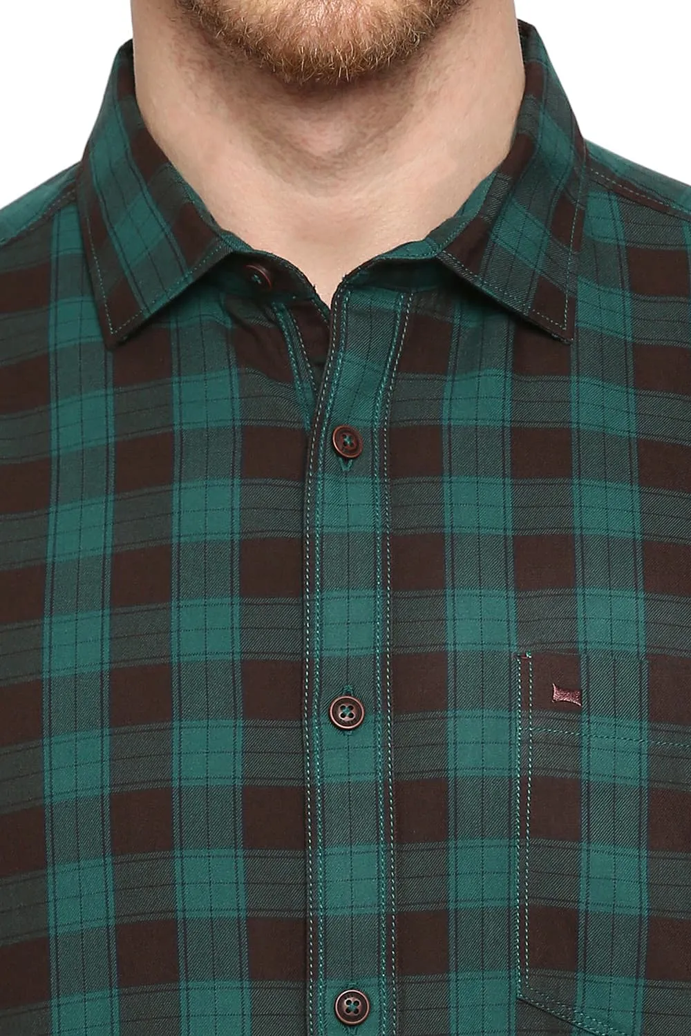 Slim Fit Cotton Twill Checks Shirt