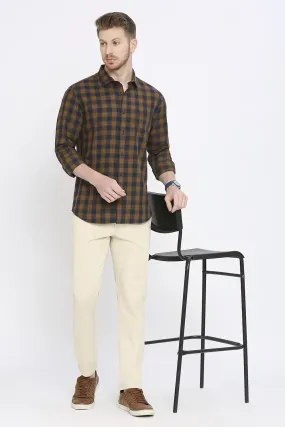 Slim Fit Cotton Twill Checks Shirt