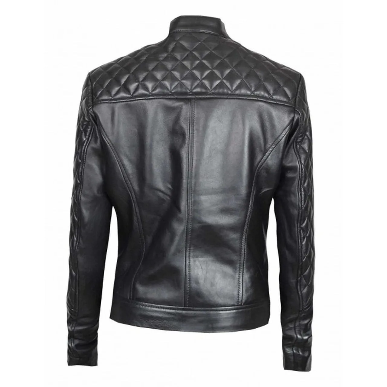 Slim Fit Quilted Leather Jacket For Women