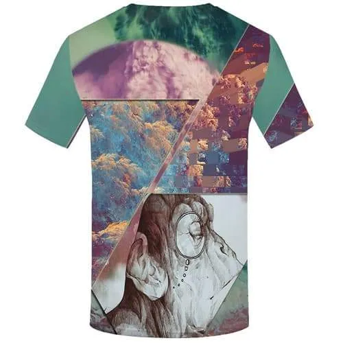 Smoking Monkey T shirts Men Geometric Flower T-shirts 3d Splice Tshirts Cool Animal Tshirts Casual Colorful Tshirt Anime