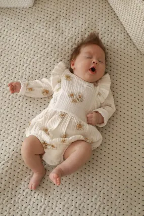 Soft Cotton Muslin Bodysuit - Daisies