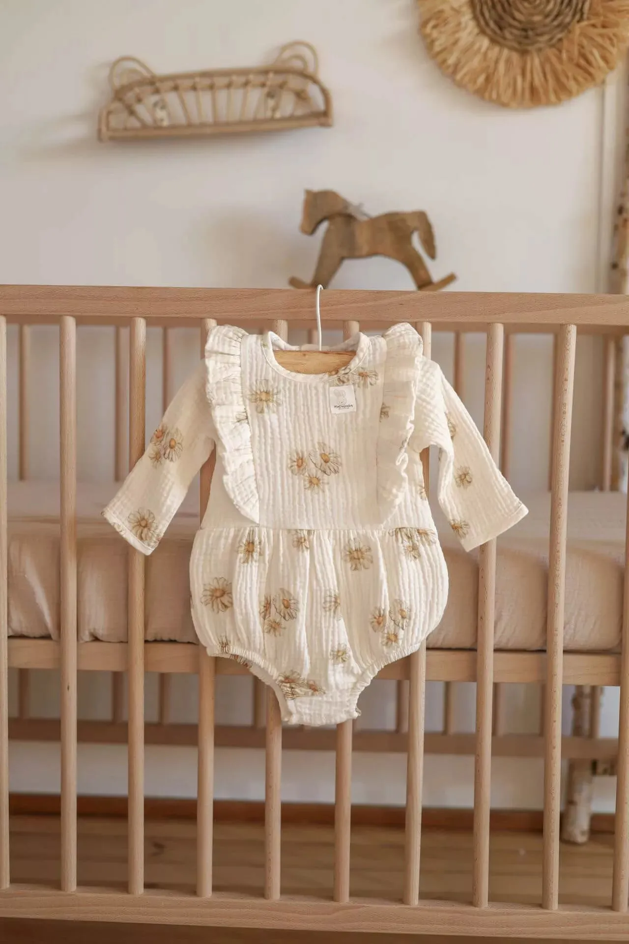 Soft Cotton Muslin Bodysuit - Daisies