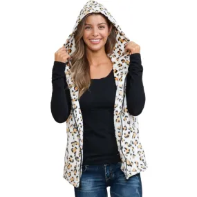 Soft Fleece Leopard Print Zipper Vest Made in USA