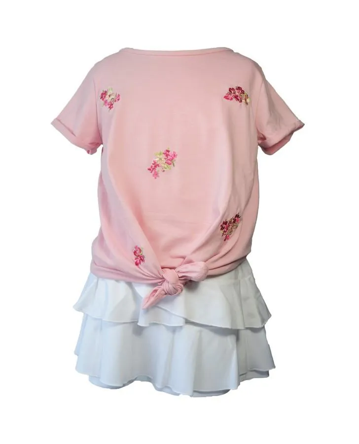 Soft Pink Top with Floral Embroidery Detail