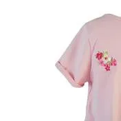 Soft Pink Top with Floral Embroidery Detail