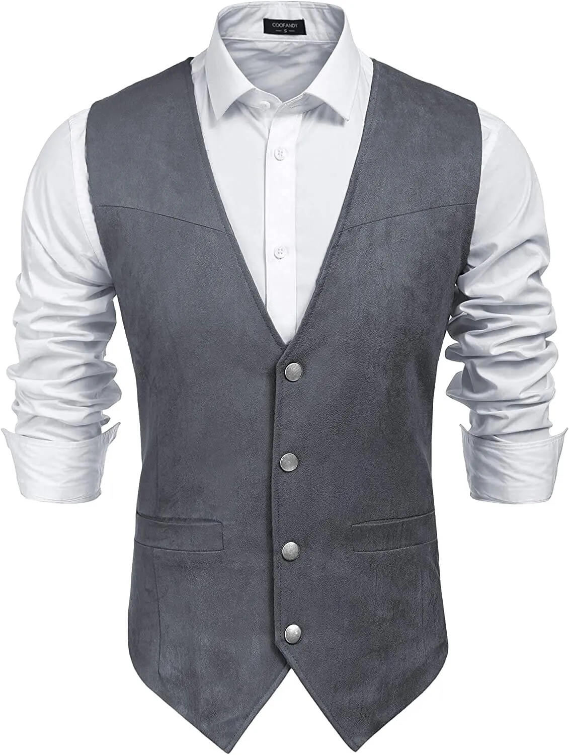 Solid Suede Leather Suit Vest (US Only)