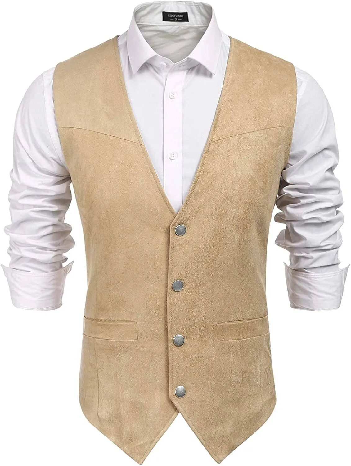 Solid Suede Leather Suit Vest (US Only)