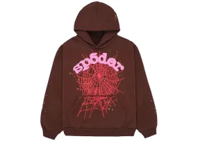 Sp5der Web Hoodie "BROWN PINK " FW23