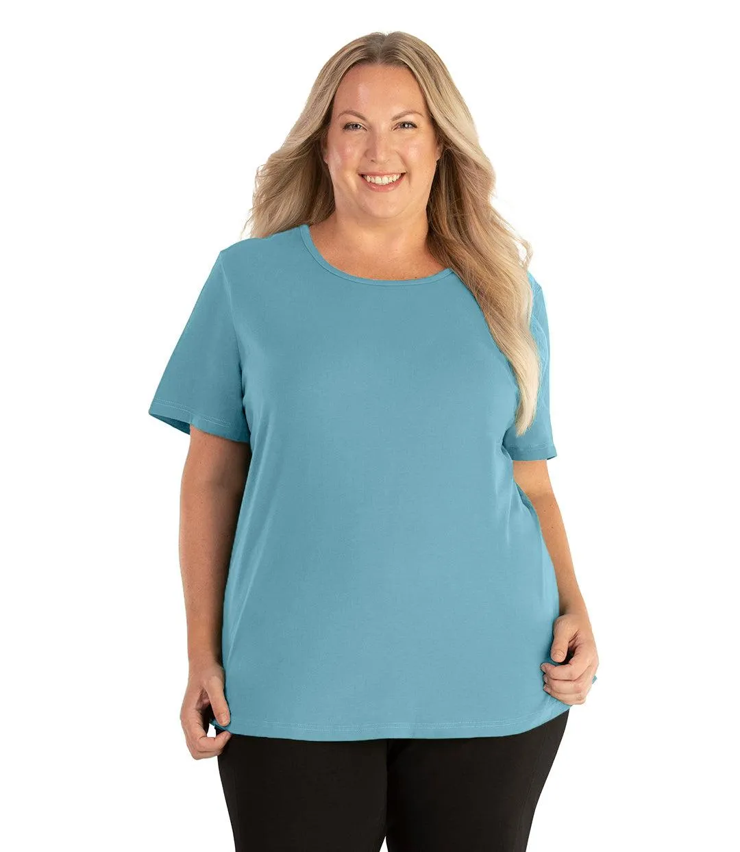 Stretch Naturals Lite Short Sleeve Scoop Neck Top Classic Colors