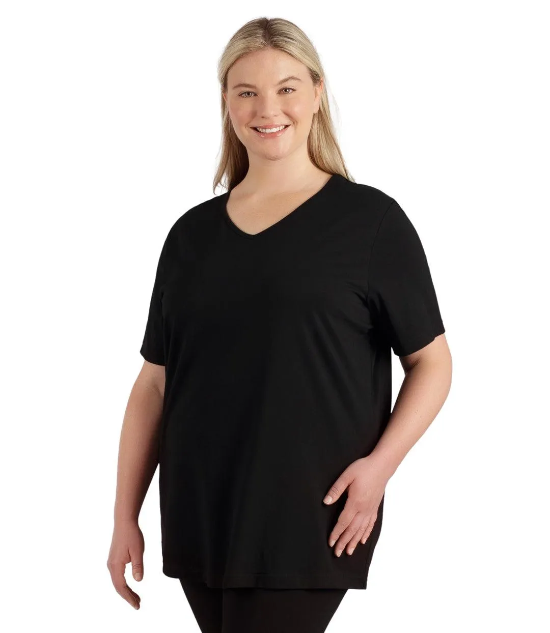 Stretch Naturals Lite Short Sleeve V-Neck Top Basic Colors