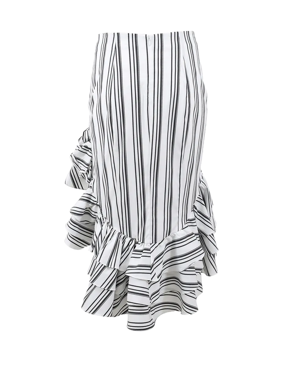 Striped Ruffle Pencil Skirt