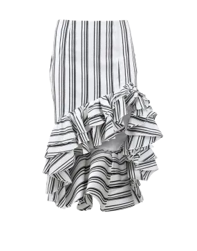 Striped Ruffle Pencil Skirt