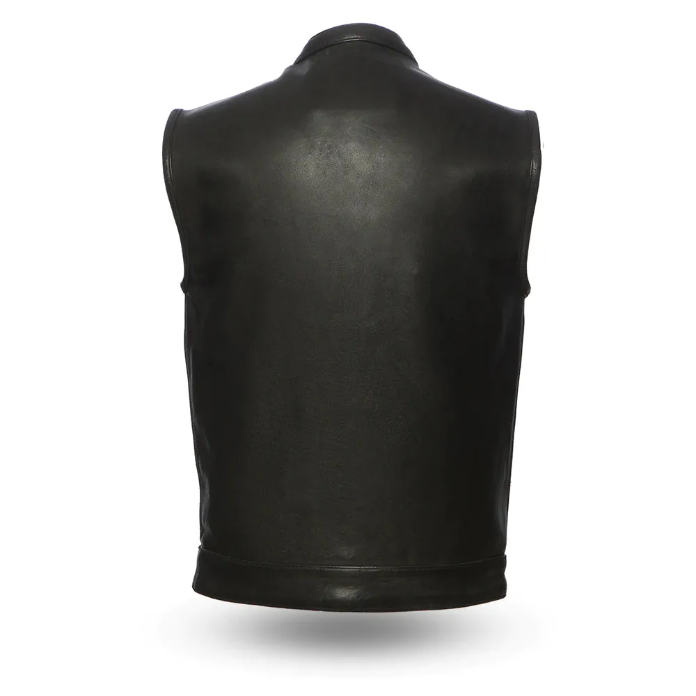 Sultana - Men's Motorcycle Black Cowhide Leather Vest