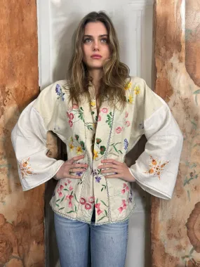 Sunny, vintage reworked embroidered kimono jacket