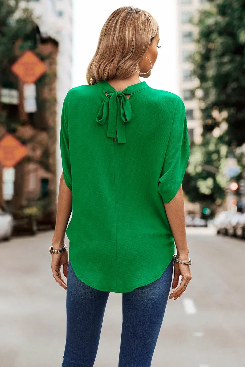 Surplice Bliss Cutout Charm Blouse