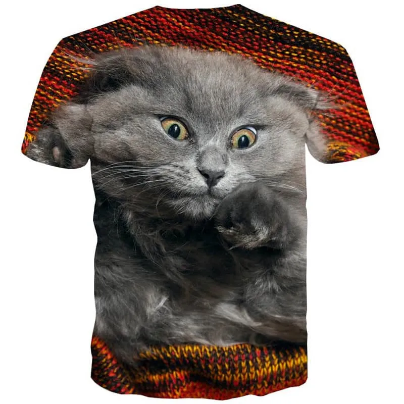 t shirt kitten tee top cat men art costume pet Casual