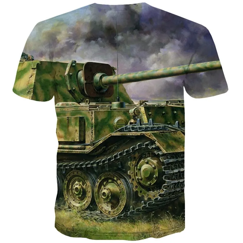 Tank T-shirt Men War Tshirts Casual Military T-shirts Graphic Metal T shirts Funny