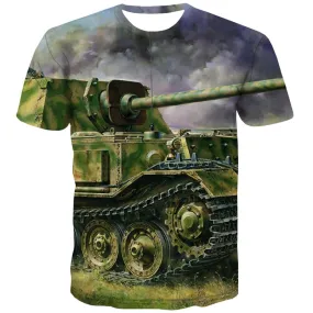 Tank T-shirt Men War Tshirts Casual Military T-shirts Graphic Metal T shirts Funny