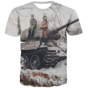 Tank T shirts Men Military Tshirts Cool War Shirt Print Snow Tshirt Printed