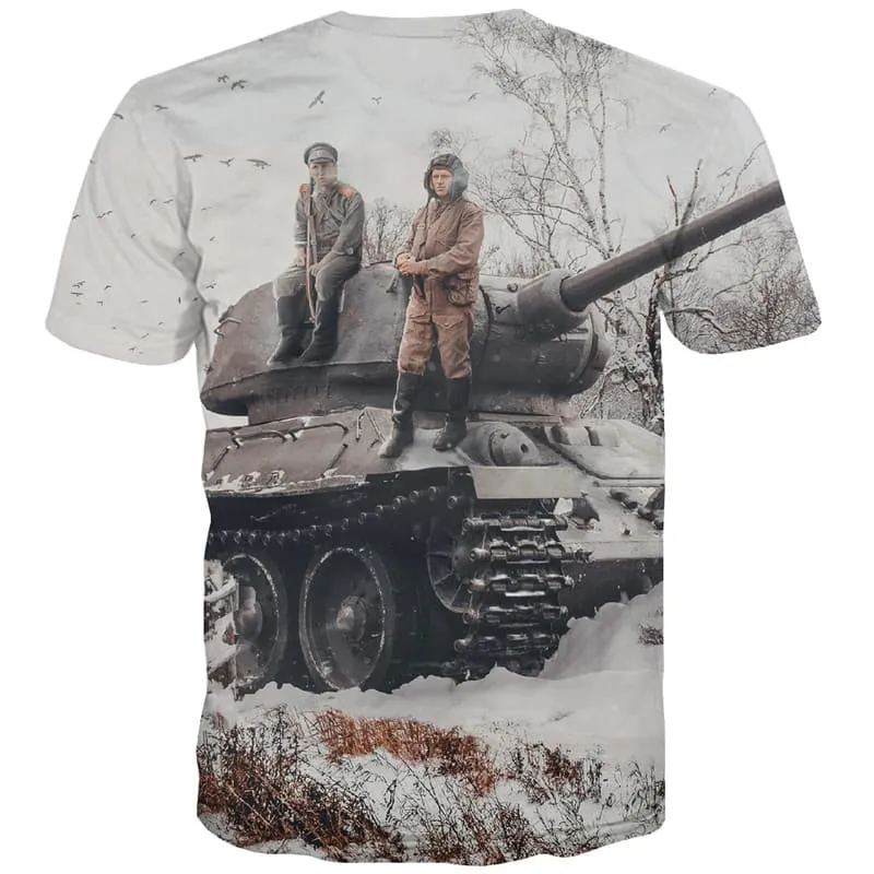 Tank T shirts Men Military Tshirts Cool War Shirt Print Snow Tshirt Printed