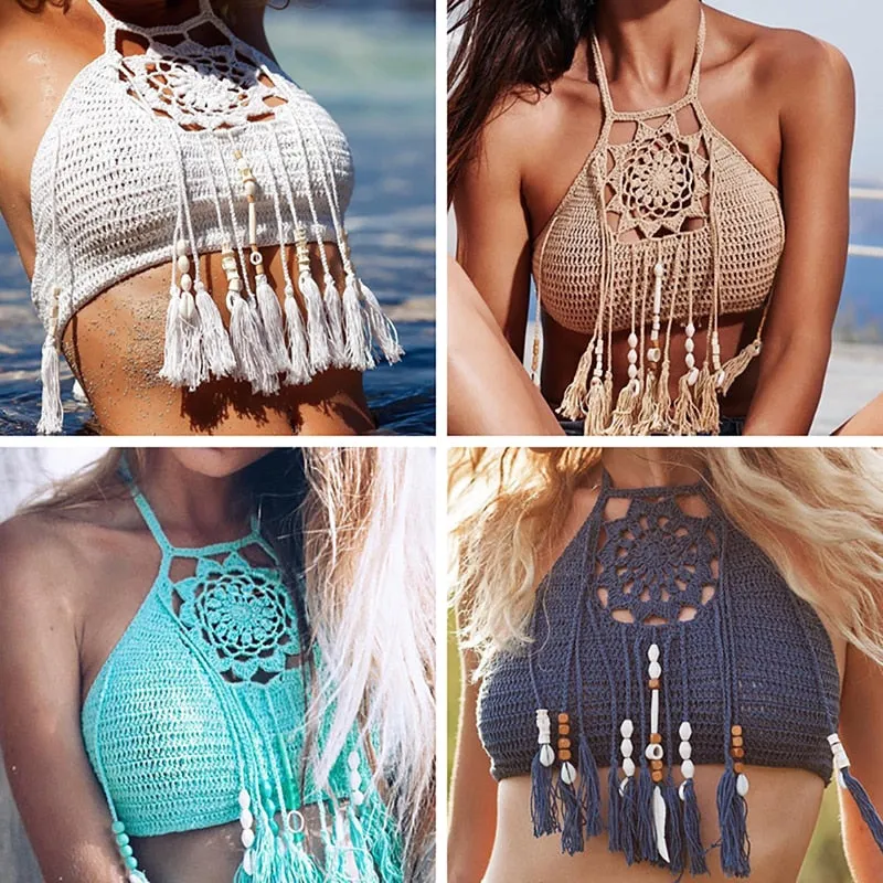 Tassel Crochet Crop / Bikini Top