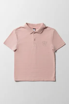 Textured Short Sleeve Golfer Light Pink