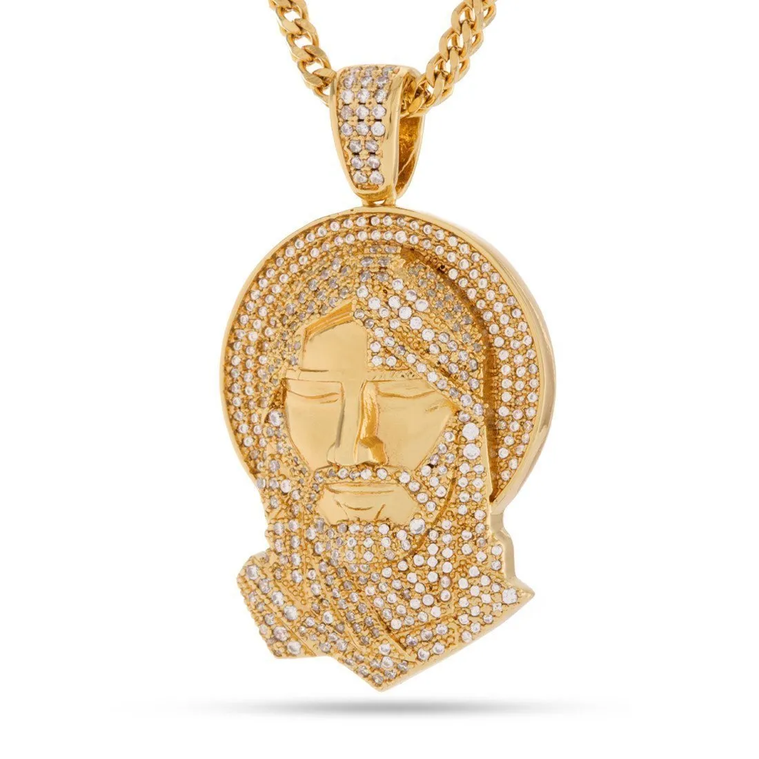 The 14K Gold Halo Jesus Necklace