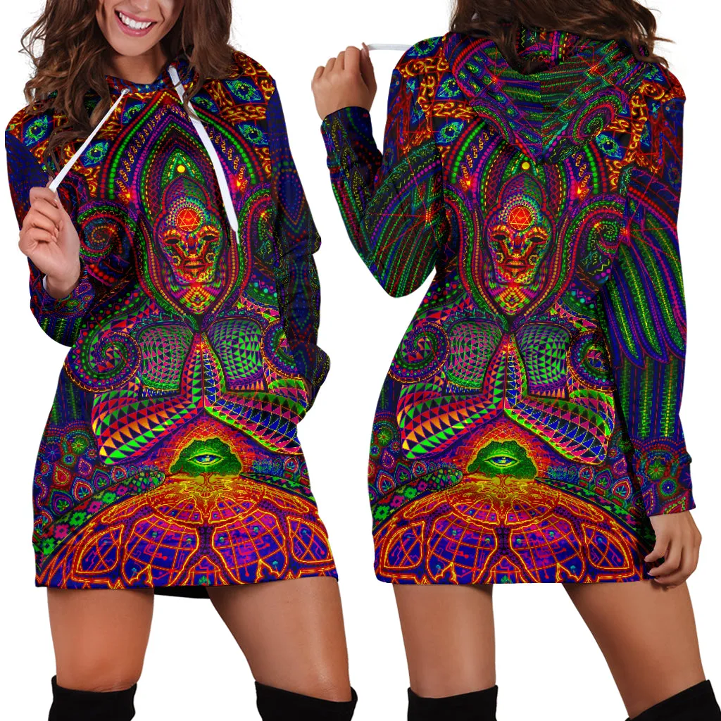 THE GOD SOURCE WOMENS HOODIE DRESS | SALVIA DROID