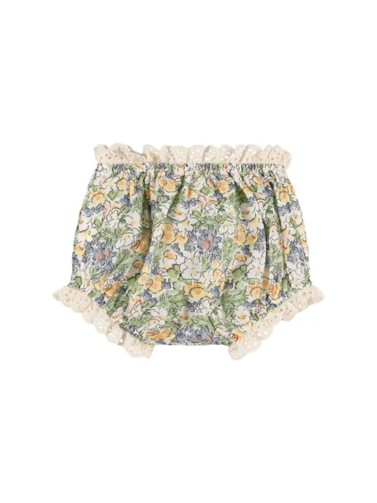 The New Society   Printed linen diaper cover w/lace 