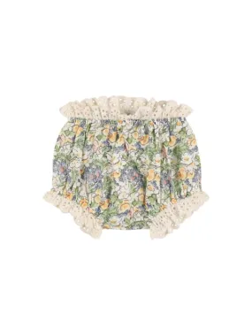 The New Society   Printed linen diaper cover w/lace 