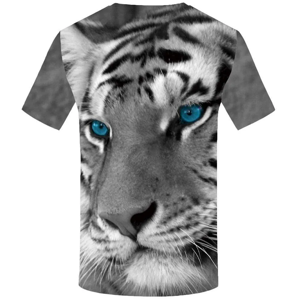 Tiger T shirt Men Animal T shirts Funny Gray Tshirt Anime Harajuku T-shirt 3d Funny Tshirts Print Mens Clothing Hip hop Unisex