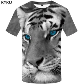 Tiger T shirt Men Animal T shirts Funny Gray Tshirt Anime Harajuku T-shirt 3d Funny Tshirts Print Mens Clothing Hip hop Unisex