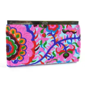 Turquoise Blossom Snap Clutch Global Groove