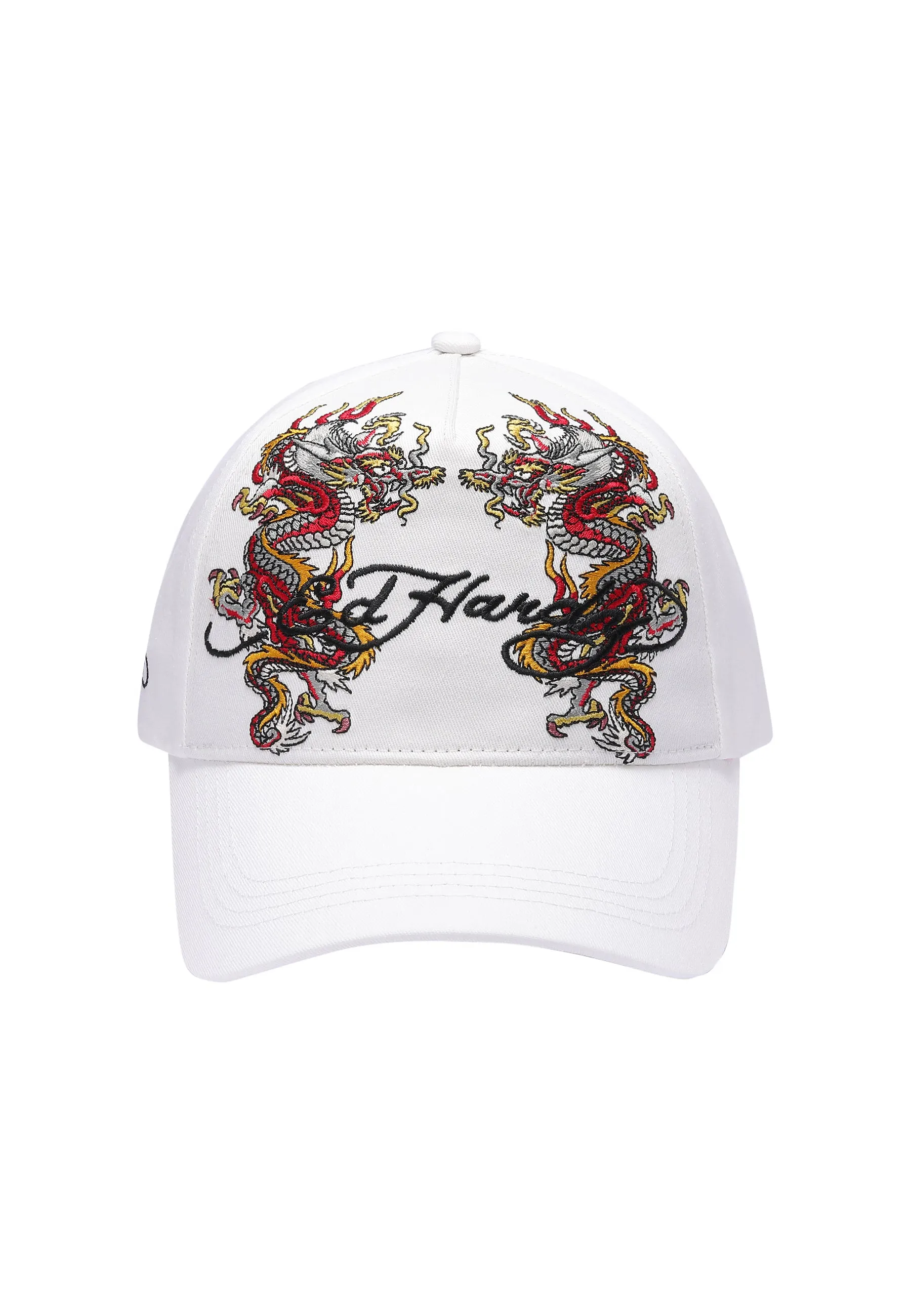 Unisex 2 Dragons Twill Front Mesh Trucker - White