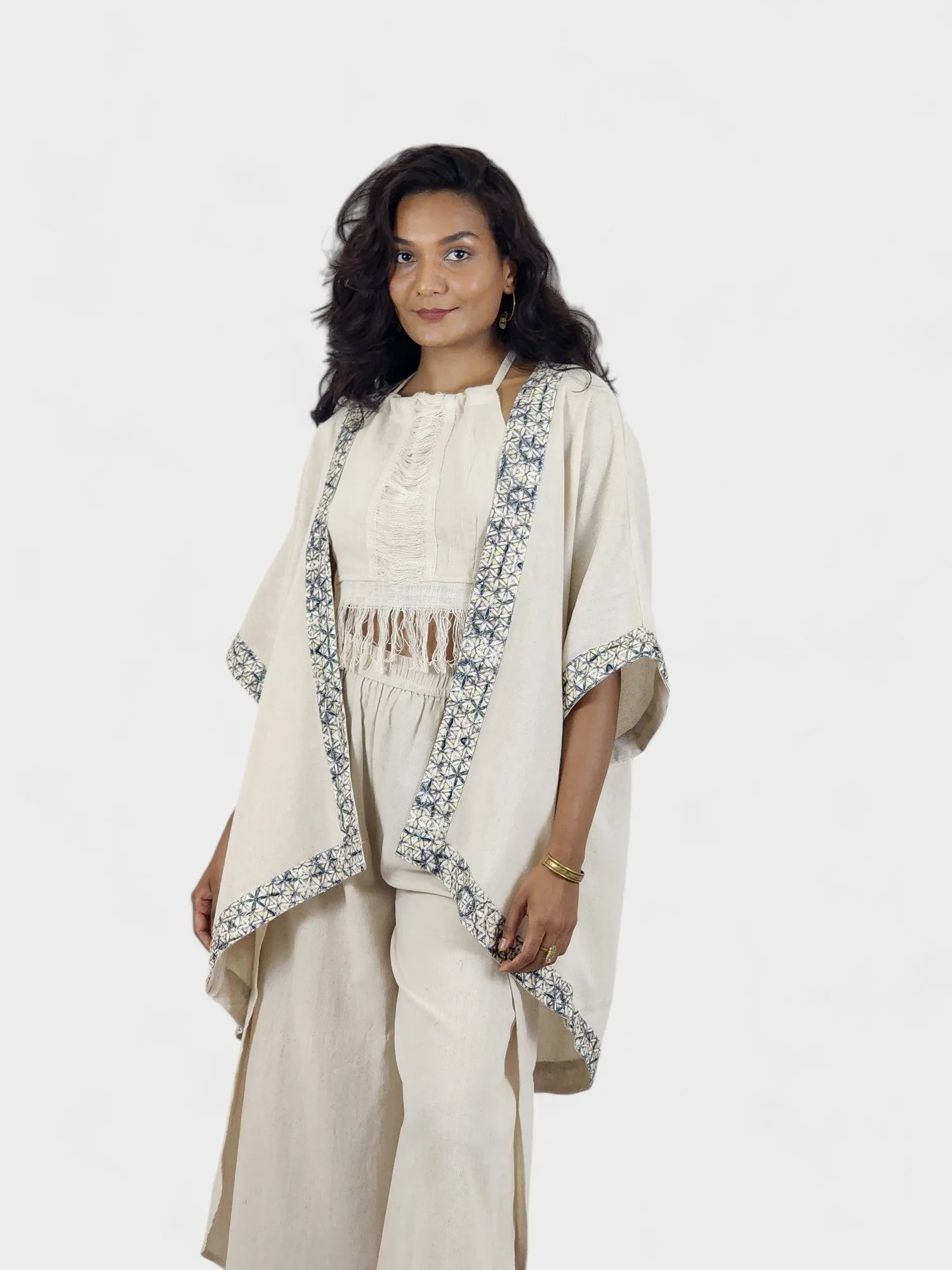 Unisex Flower of Life Organic Cotton Shrug (Cream)