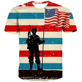 Usa T shirts Men National Flag Tshirts Novelty Gun T-shirts 3d Military Tshirt Anime