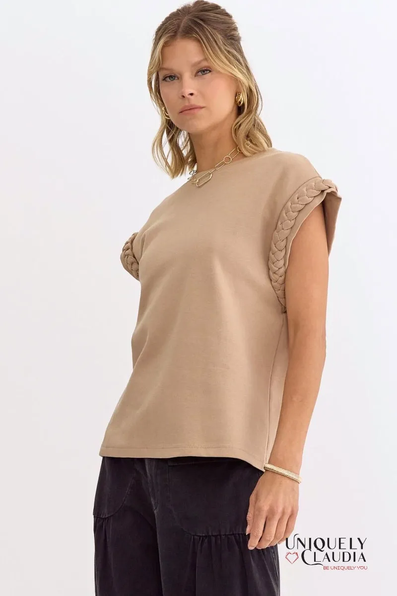 Vada Braided Detail Cap Sleeve Top