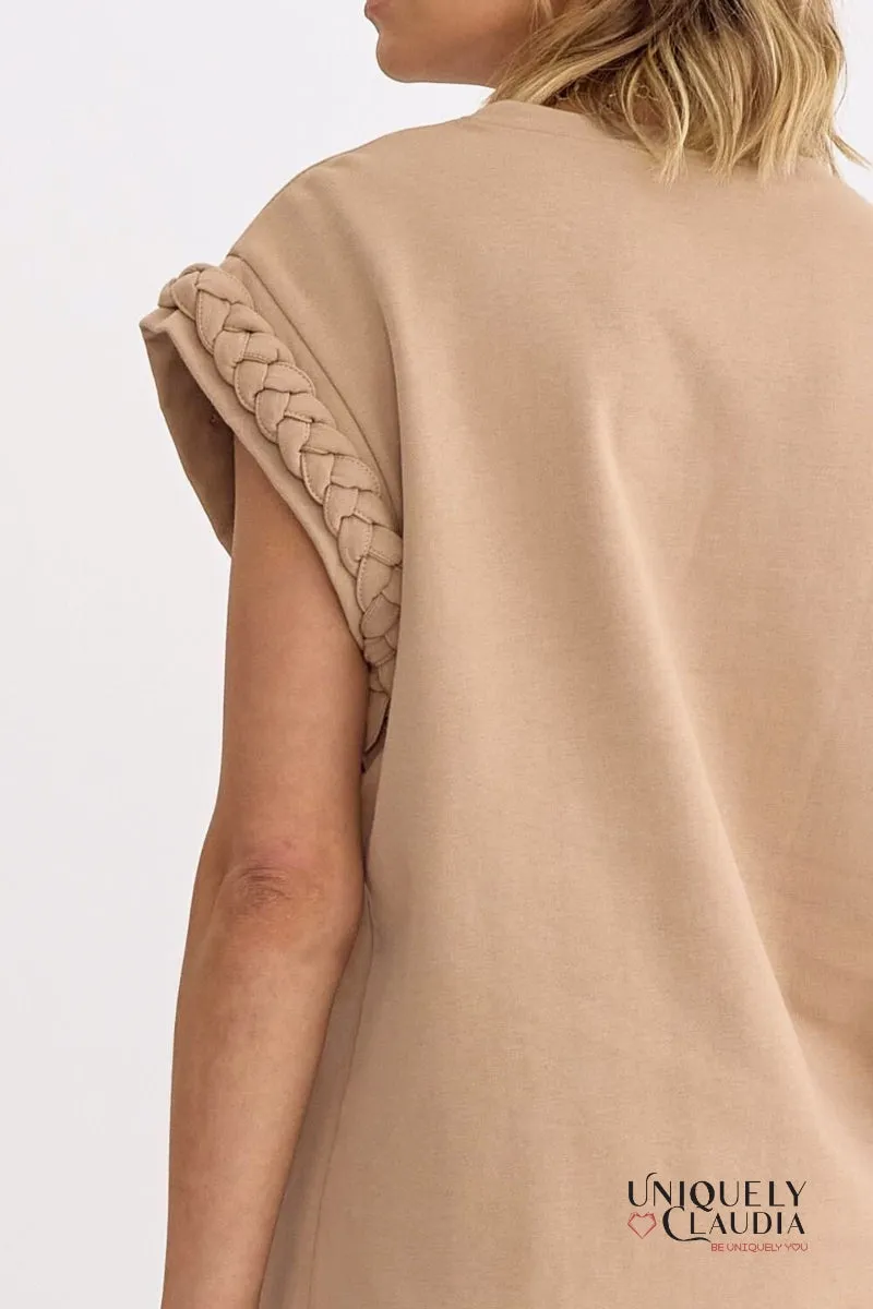 Vada Braided Detail Cap Sleeve Top