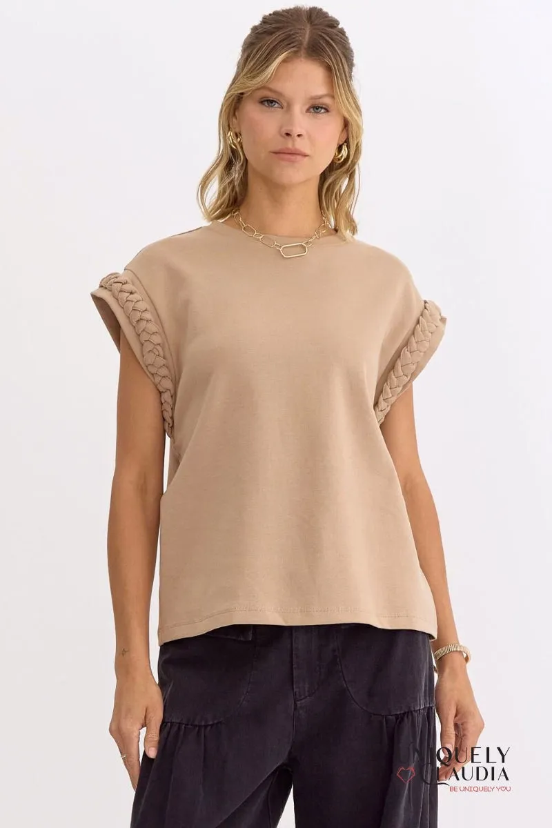 Vada Braided Detail Cap Sleeve Top