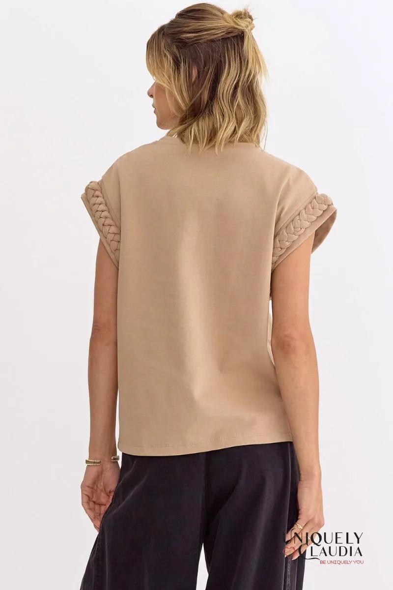 Vada Braided Detail Cap Sleeve Top