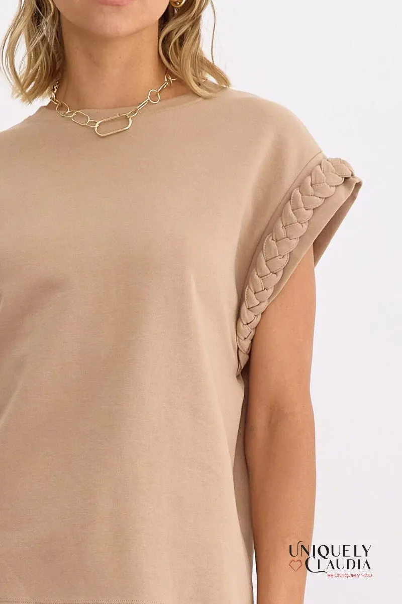 Vada Braided Detail Cap Sleeve Top