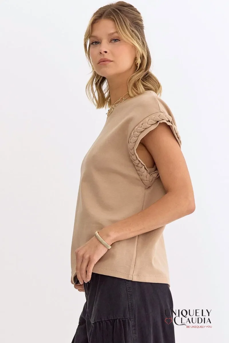 Vada Braided Detail Cap Sleeve Top