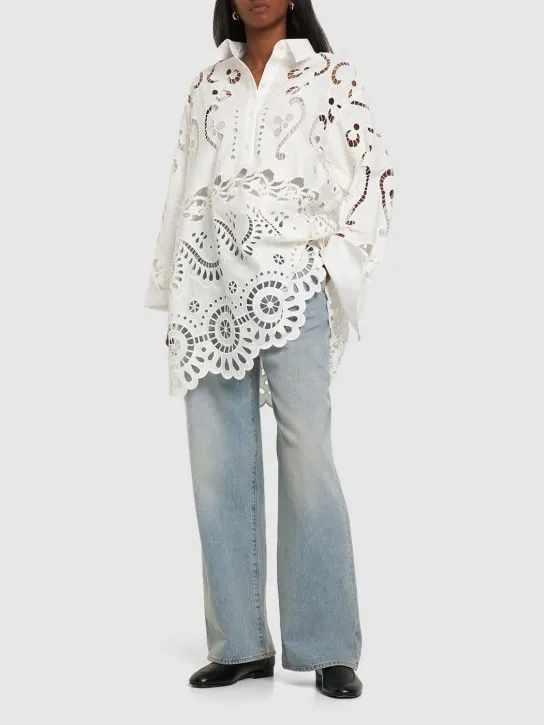 Valentino   Broderie cotton lace oversize shirt 