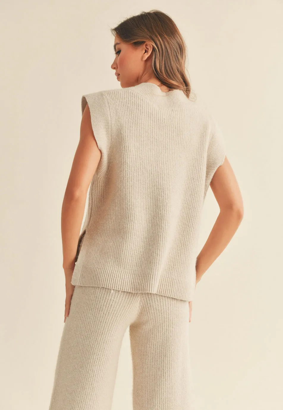 Vanilla Cream Ribbed Knit Vest