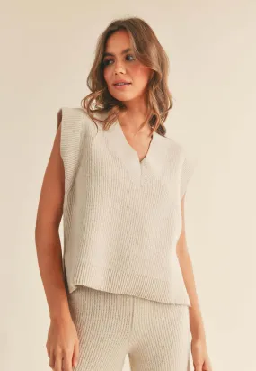 Vanilla Cream Ribbed Knit Vest