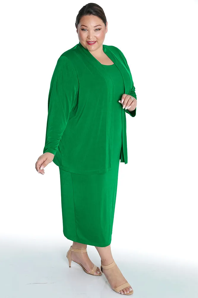 Vikki Vi Silky Classic Emerald Kimono Jacket