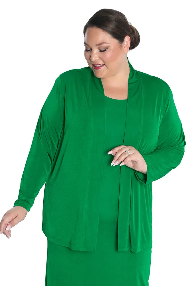 Vikki Vi Silky Classic Emerald Kimono Jacket