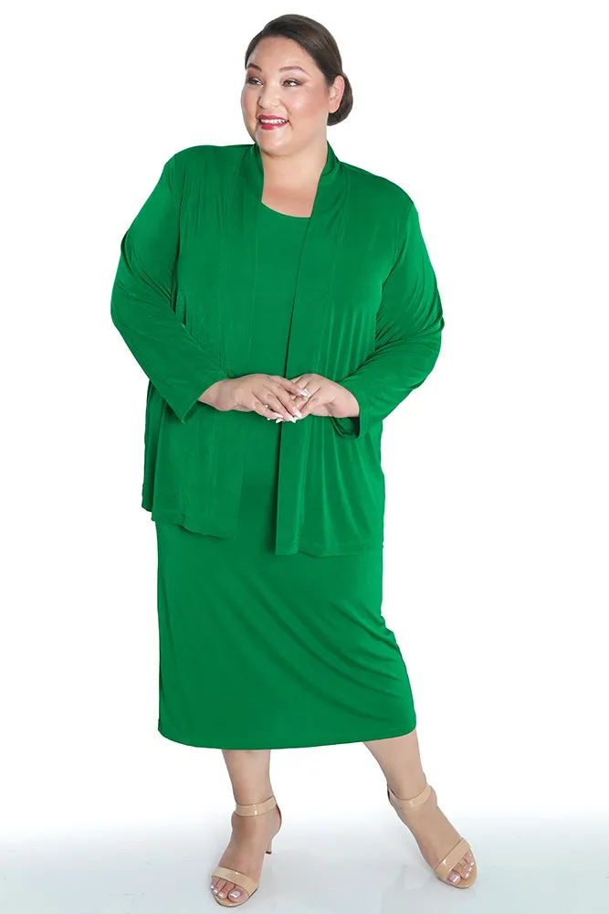 Vikki Vi Silky Classic Emerald Kimono Jacket