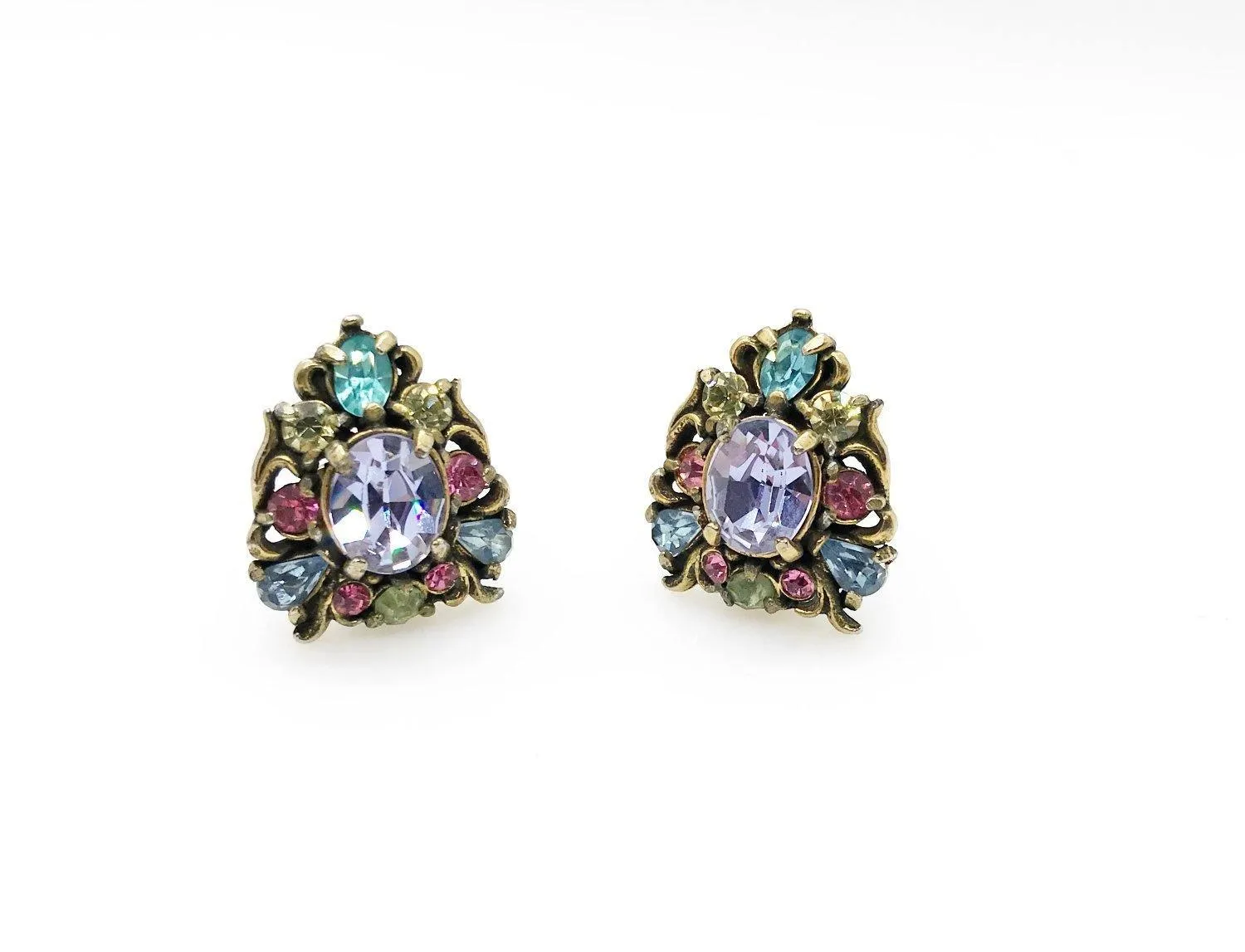 Vintage 1950 Hollycraft Pastel Earrings